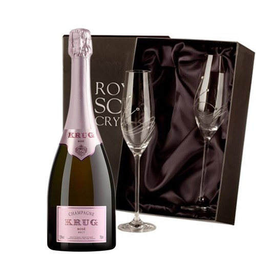 Krug Rose Cuvee 75cl With Diamante Crystal Flutes